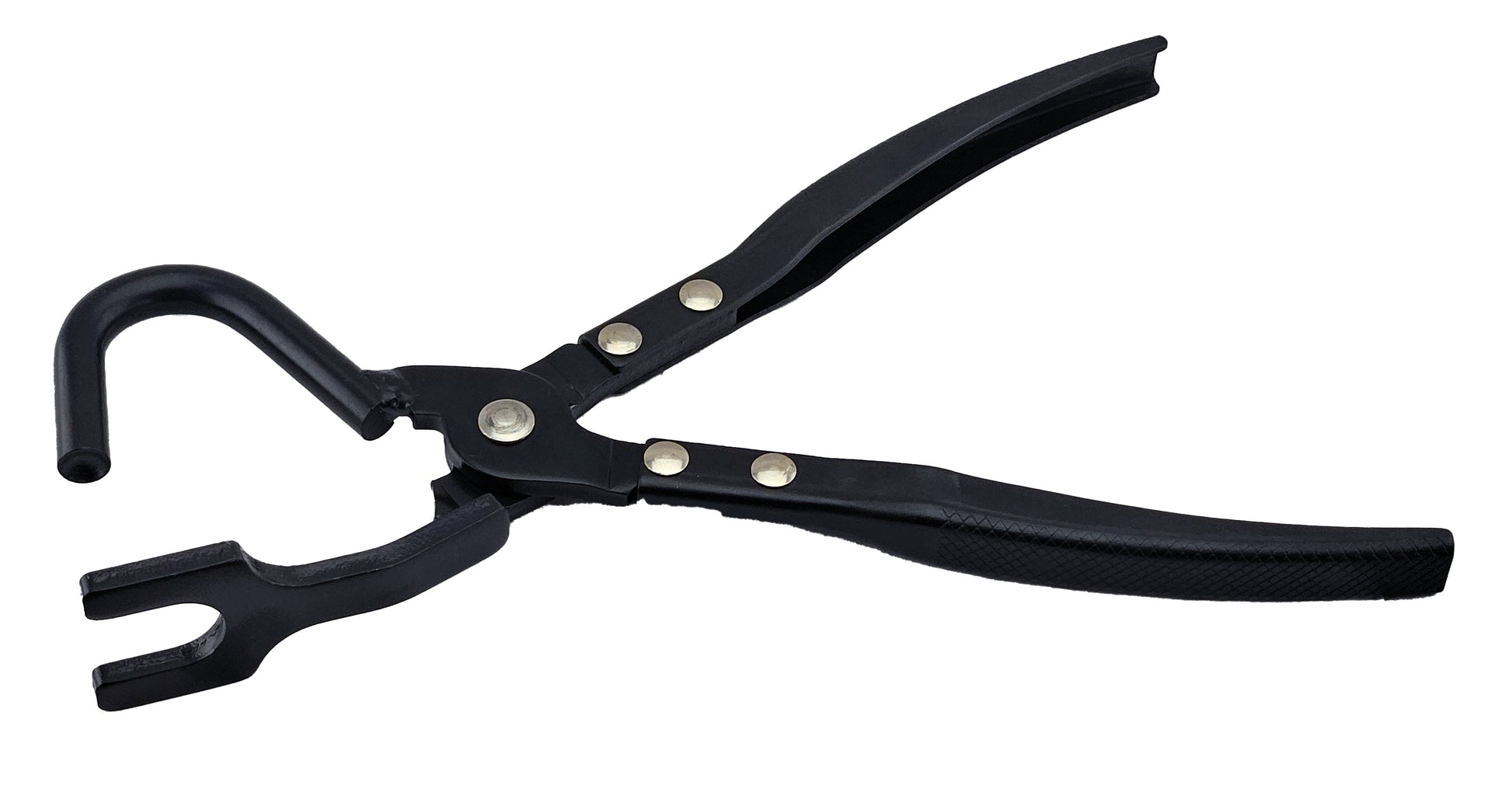 Exhaust hanger removal tool designed to push bracket pins through rubber mounts, suitable for use on various car and SUV exhaust systems.