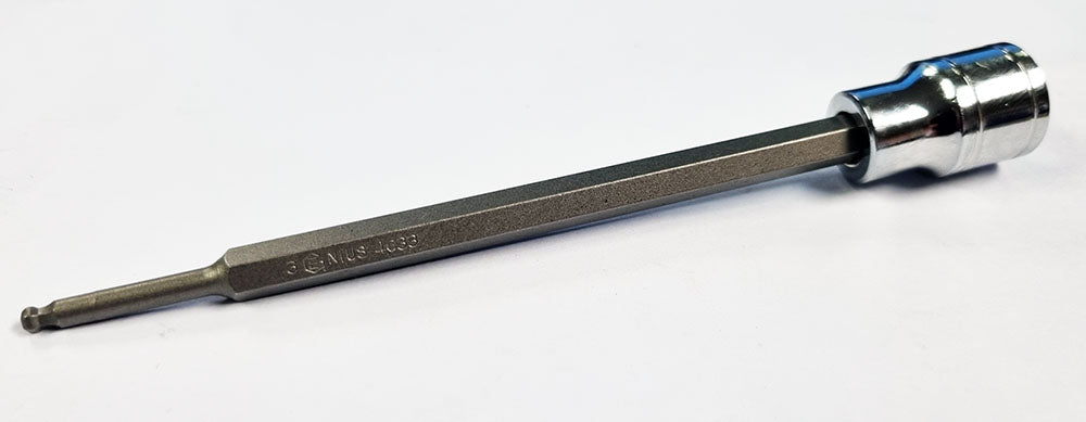 3/8" Drive 3mm Long Ball End Hex / Allen Bit Socket - 140mml From Genius Tools