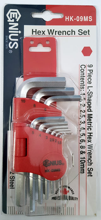 Short Metric Allen / Hex Key Set From Genius Tools