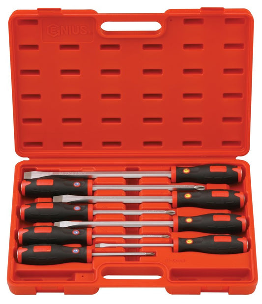 PHILLIPS PH + SLOTTED FLAT BLADE SCREWDRIVER SET WITH HAMMER CAP GENIUS TOOLS