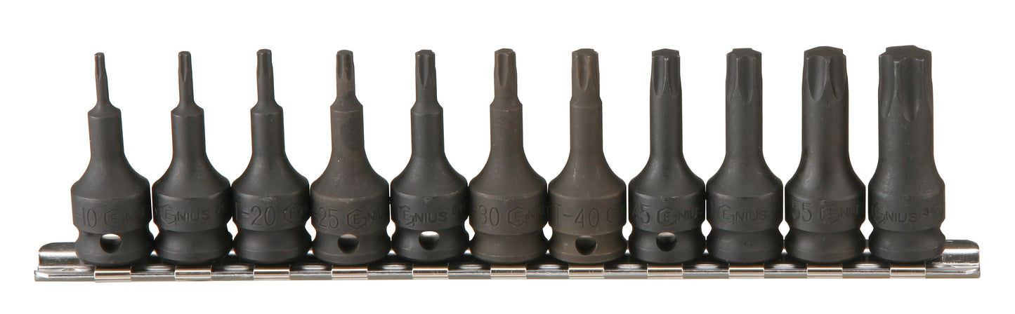 11Pc 3/8" Dr. Star Impact Bit Socket Set (Cr-Mo) Genius Tools Tx-311