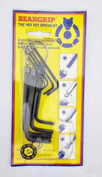 8Pc Hex / Allen Af L Shape Key Set 1/16" To 1/4" From Beargrip Holland