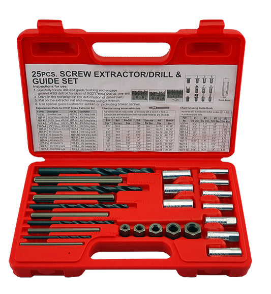 25PCS SCREW EXTRACTOR DRILL AND GUIDE SET FROM BRITOOL HALLMARK