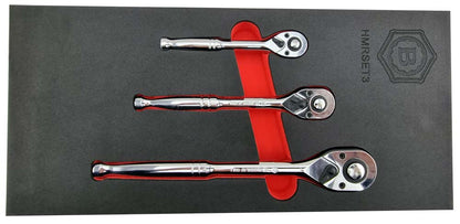 3 PIECE PEAR-HEAD RATCHET SET IN FOAM TOOL CONTROL FROM BRITOOL HALLMARK