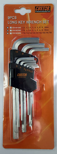 9PC LONG ALLEN KEY / HEX SET FROM CUSTOR TOOLS