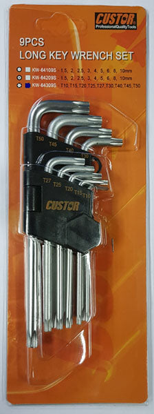 9PC LONG TORX / TRX STAR KEY SET FROM CUSTOR TOOLS