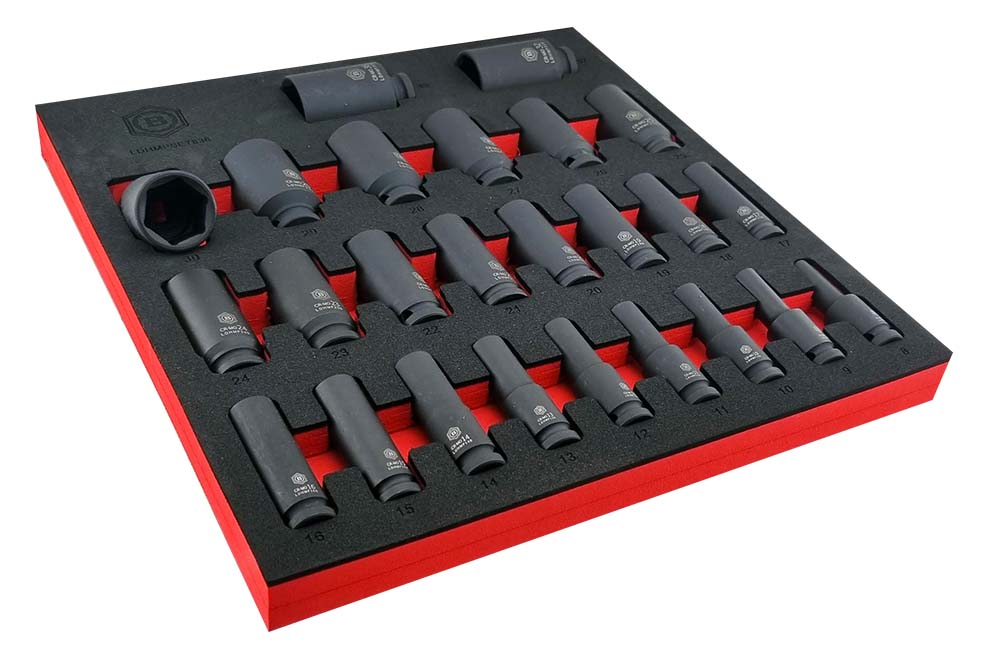 25PC 1/2" DRIVE DEEP IMPACT SOCKET SET (6 POINT) SIZES 8-36MM BRITOOL HALLMARK