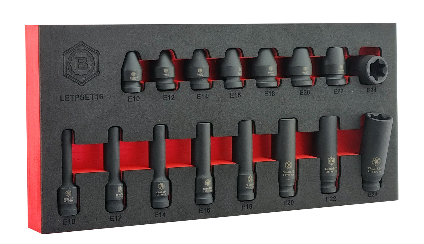 BRITOOL HALLMARK 1/2"DRIVE IMPACT E-TORX SOCKET SET, SIZES E10-E24