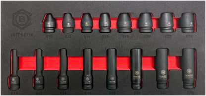 BRITOOL HALLMARK 1/2"DRIVE IMPACT E-TORX SOCKET SET, SIZES E10-E24