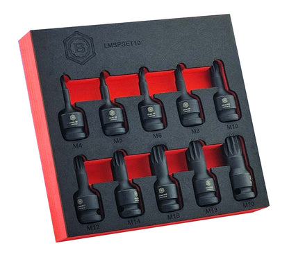 SPLINE XZN IMPACT DRIVER SET 10PC, 1/2" DRIVE FROM BRITOOL HALLMARK