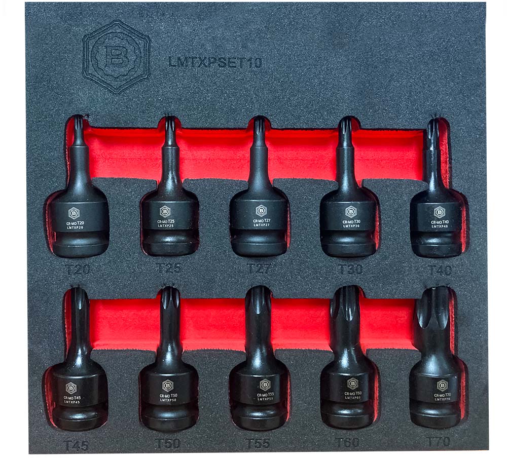 TORX / STAR IMPACT DRIVER SET 10PC, 1/2" DRIVE FROM BRITOOL HALLMARK