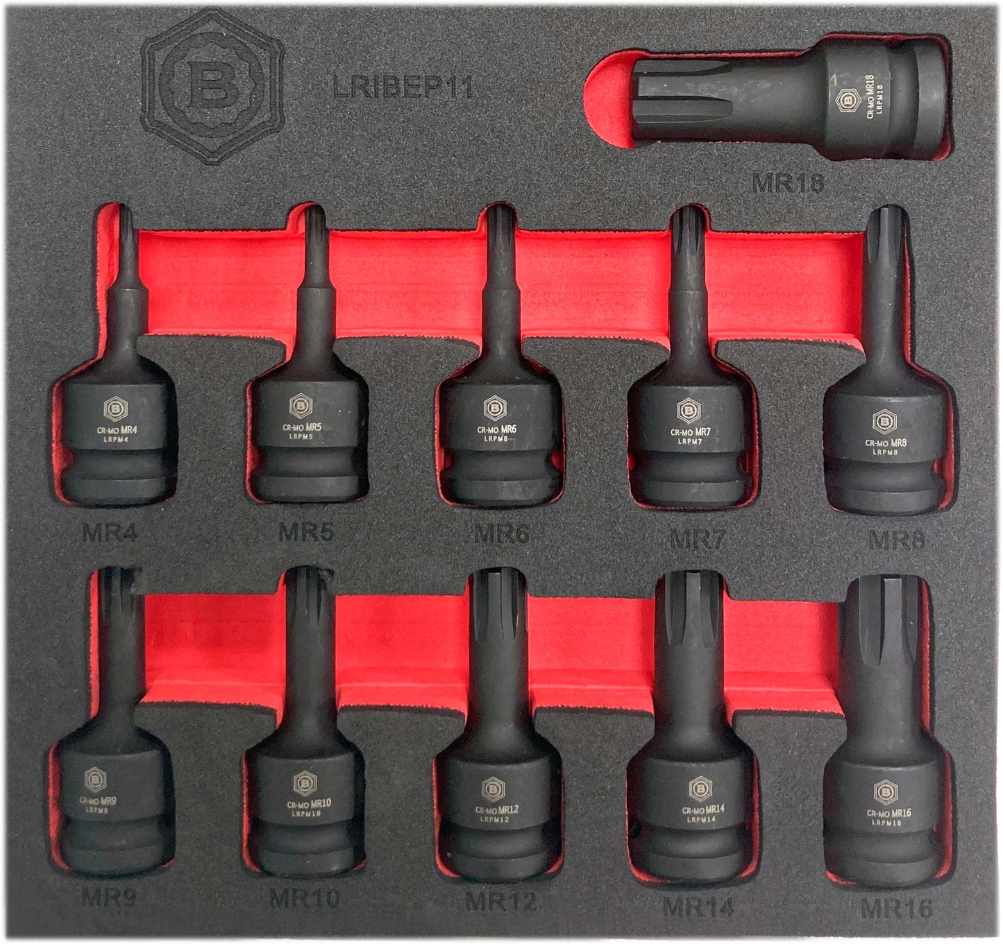 BRITOOL HALLMARK 1/2" DRIVE RIBE IMPACT SOCKET SET M4-M18