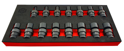 15PC 1/2" DRIVE FLEXI / UJ IMPACT SOCKET SET (6 POINT) 10-24MM BRITOOL HALLMARK