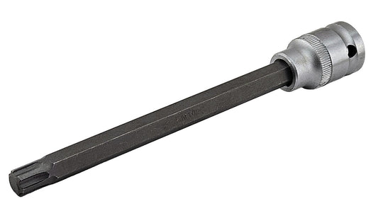 A long ribe style bit fixed in a 1/2" drive socket for the removal of cylinder head bolts.