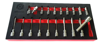 20PC 3/8" STANDARD & LONG HEX / ALLEN KEY BIT SOCKET SET FROM BRITOOL HALLMARK