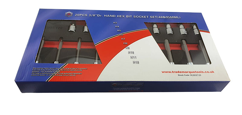 20PC 3/8" STANDARD & LONG HEX / ALLEN KEY BIT SOCKET SET FROM BRITOOL HALLMARK