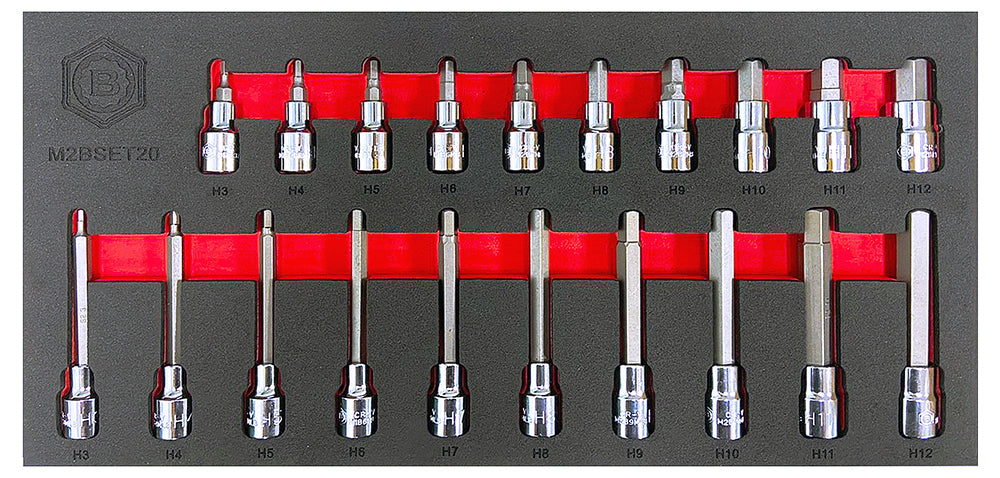 20PC 3/8" STANDARD & LONG HEX / ALLEN KEY BIT SOCKET SET FROM BRITOOL HALLMARK