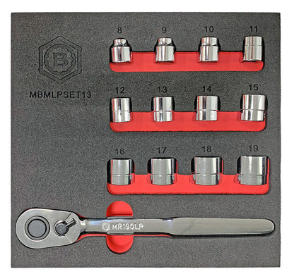 13PC LOW PROFILE / RESTRICTED ACCESS SOCKET & RATCHET SET FROM BRITOOL HALLMARK