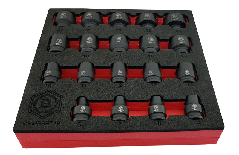 19PC 3/8" DRIVE IMPACT SOCKET SET BI-HEXAGON / 12 POINT PROFILE BRITOOL HALLMARK