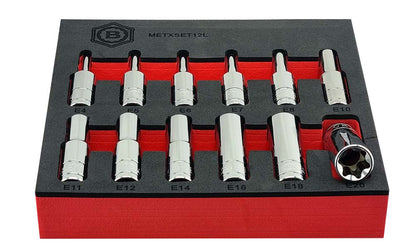 12PC 3/8" DR. DEEP E-TORX / STAR SOCKET SET E4-E24 FROM BRITOOL HALLMARK