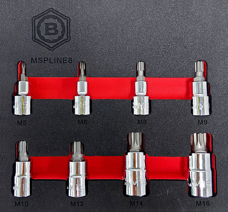 8PC SPLINE / XZN BIT SOCKET SET, 3/8" & 1/2" DRIVE FROM BRITOOL HALLMARK