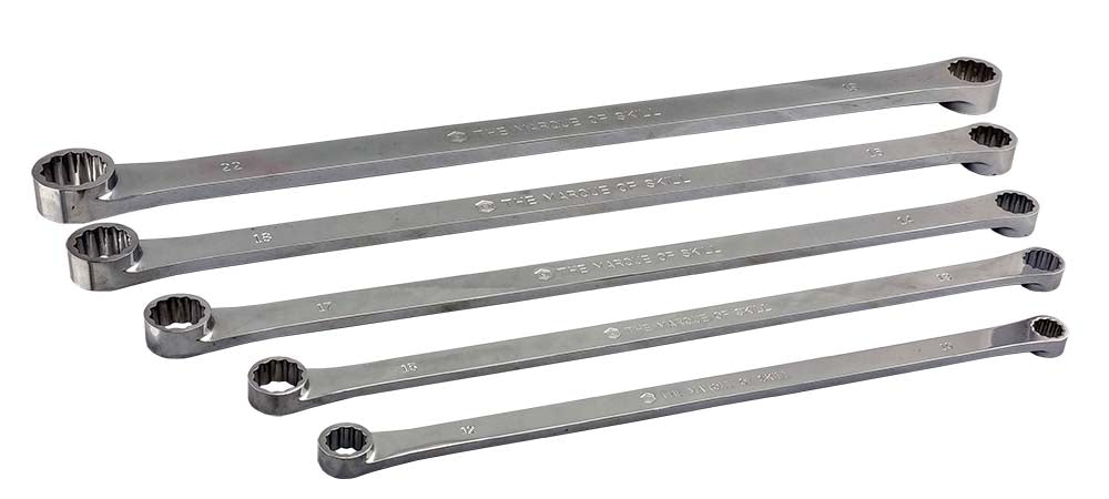 5PC EXTRA-LONG FLAT RING SPANNER SET 10-22MM FROM BRITOOL HALLMARK