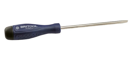 BRITOOL SLOTTED FLAT BLADE SCREWDRIVER WITH FLARED TIP 6.5MM X 150MM