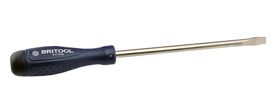 BRITOOL SLOTTED FLAT BLADE SCREWDRIVER WITH FLARED TIP 8MM X 175MM