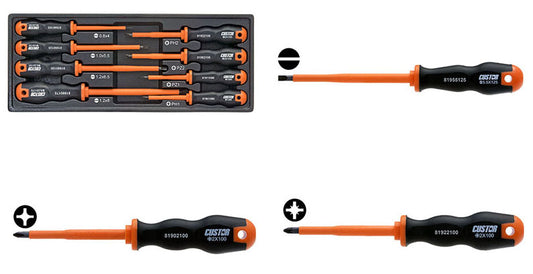 PROFESSIONAL 8PC INSULATED VDE SLOTTED, POZI & PHILLIPS SCREWDRIVER SET FROM CUSTOR TOOLS