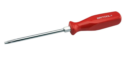 BRITOOL SLOTTED FLAT BLADE SCREWDRIVER WITH FLARED TIP 6.5MM X 125MM