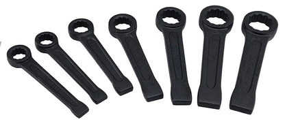 Set of 7 thin-wall slogging wrenches (17mm–32mm) made from CRV steel, designed for impact use in industrial and heavy machinery applications.