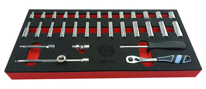 1/4" DRIVE SOCKET & ACCESSORY SET, 32 PIECES FROM BRITOOL HALLMARK