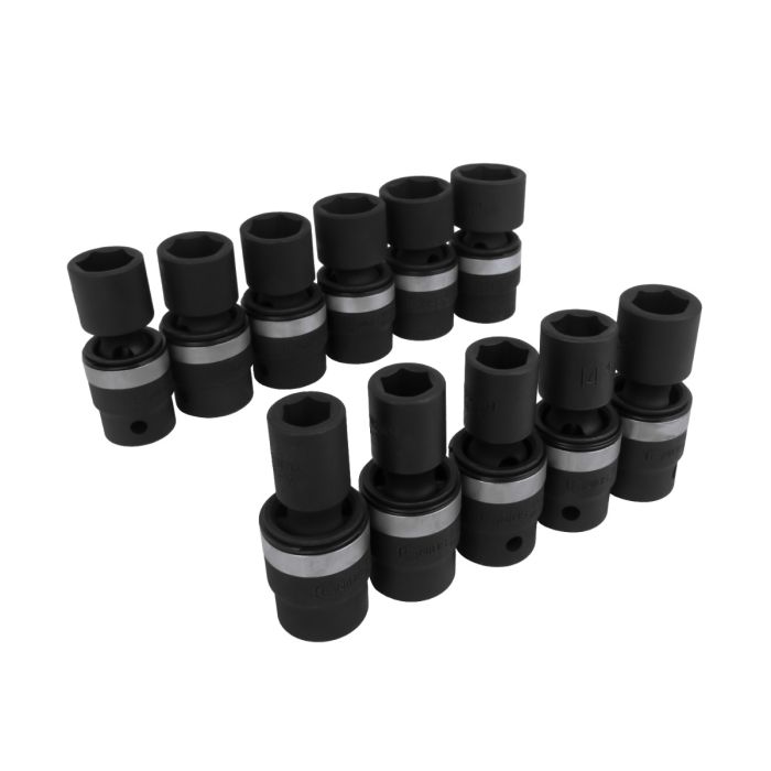 11Pc 1/2" Dr. Metric Swivel Impact Socket Set Genius Tools TG-411M