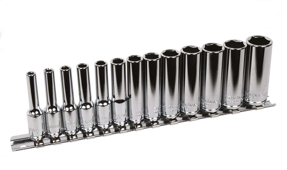 13PC 1/4" DRIVE METRIC DEEP HEXAGON (6-POINT) SOCKET SET 4MM-14MM