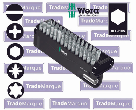 30PC SCREWDRIVER BIT SET WITH 1/4" SHANK (TORX, POZIDRIV, PHILLIPS, SLOTTED, HEX) FROM WERA TOOLS